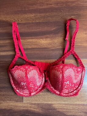 Adore Me Red Kimmy Lace Underwire Push up Bra Size 32C